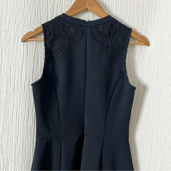 Madewell Black Lace Insert Anywhere Mini Fit and Flare Dress, Size 0